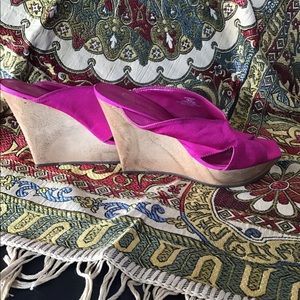 Jessica Simpson pink open toes wedge slip ons